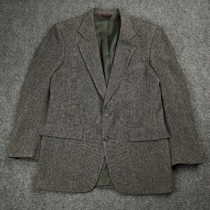 Hart Schaffner Marx Tweed Blazer 40R Herringbone Wool Gray Sport Coat Jacket